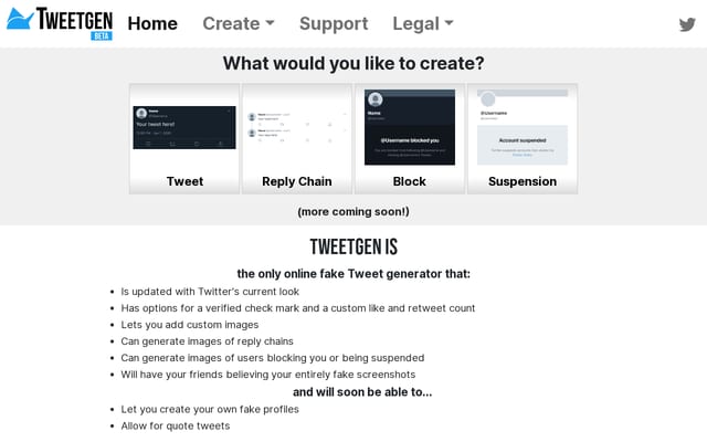 Screenshot of tweetgen.com