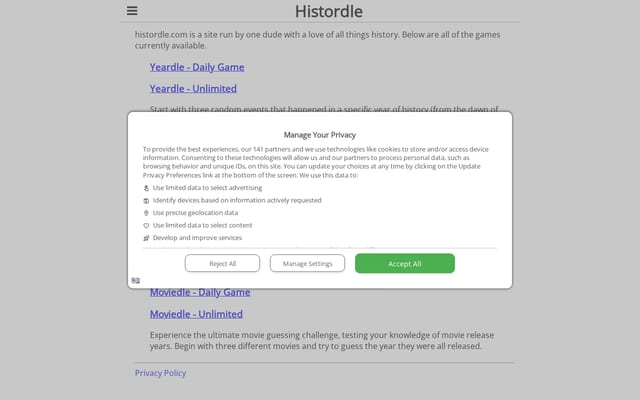 Screenshot of histordle.com