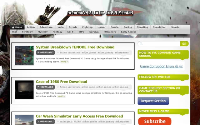 Screenshot of oceantogames.com