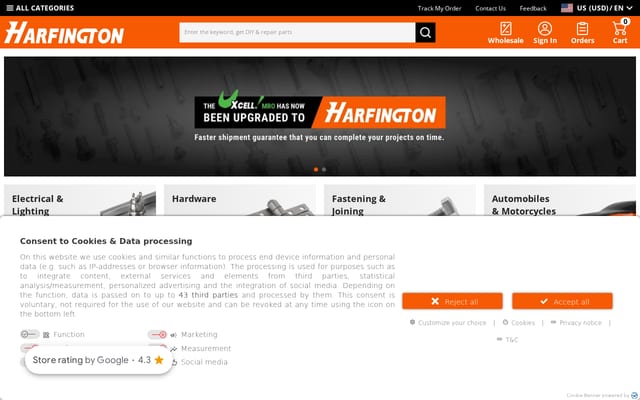 Screenshot of harfington.com