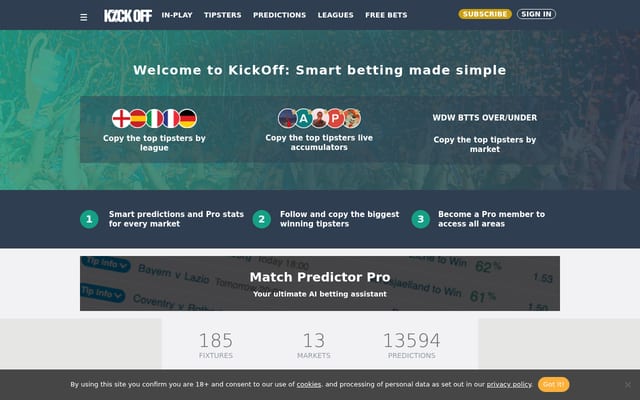 Screenshot of kickoff.co.uk