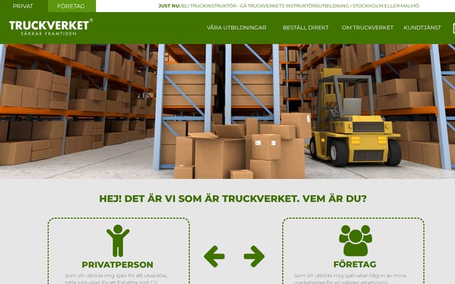 Screenshot of truckverket.se