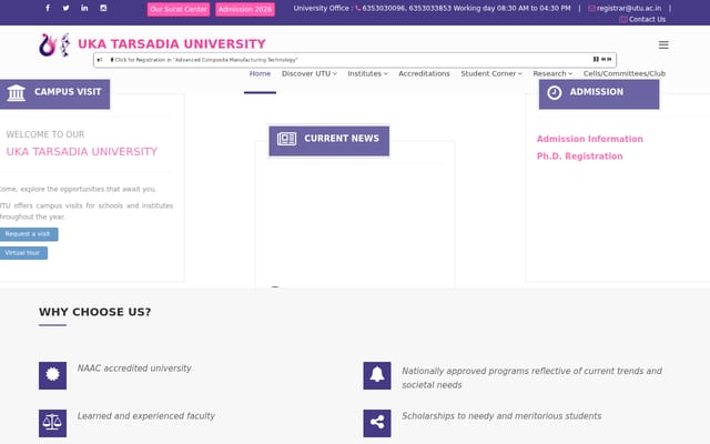 Screenshot of utu.ac.in