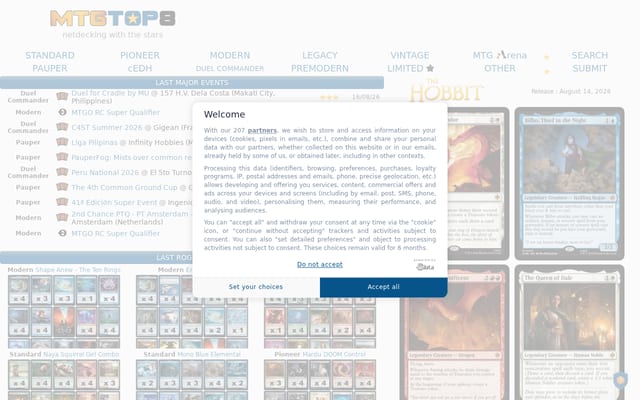 Screenshot of mtgtop8.com