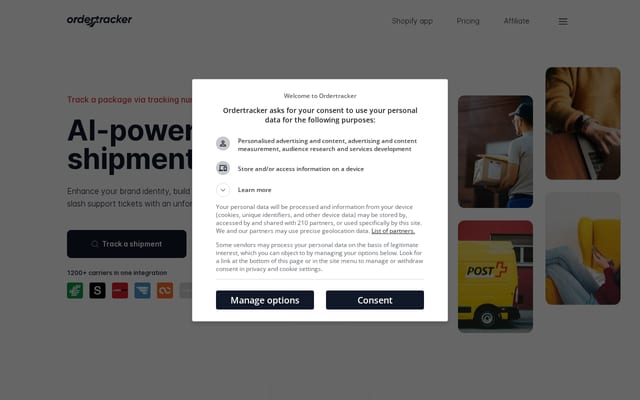 Screenshot of ordertracker.com