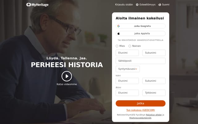 Screenshot of myheritage.fi