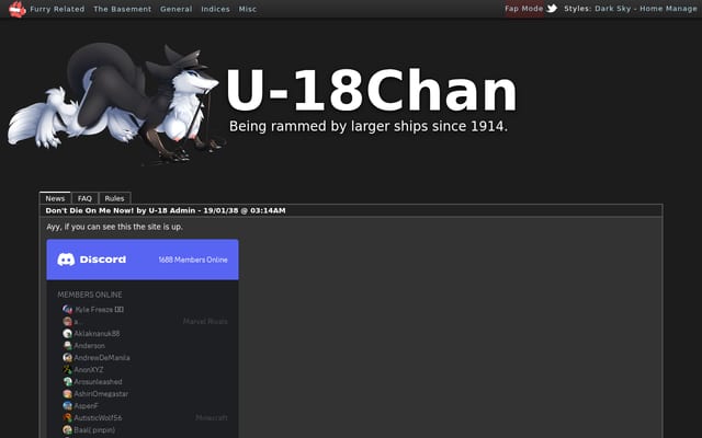 Screenshot of u18chan.com