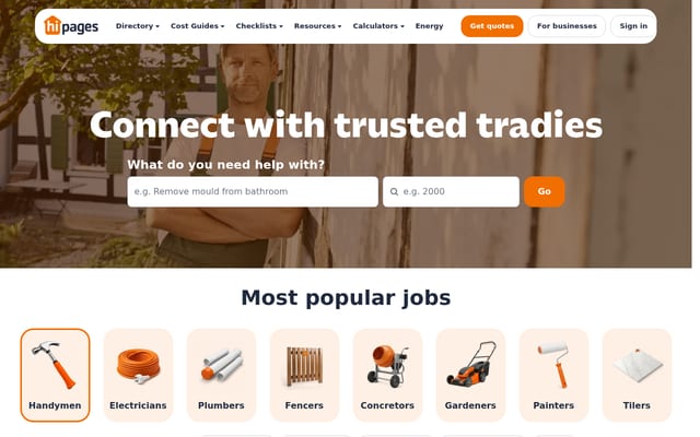 Screenshot of hipages.com.au