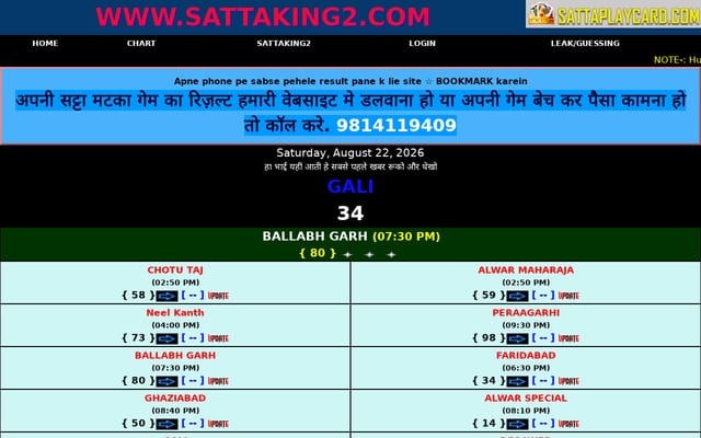 Screenshot of sattaking2.com