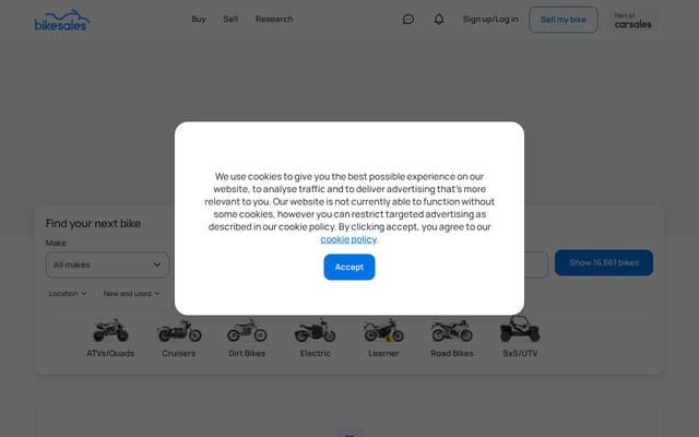 Screenshot of bikesales.com.au