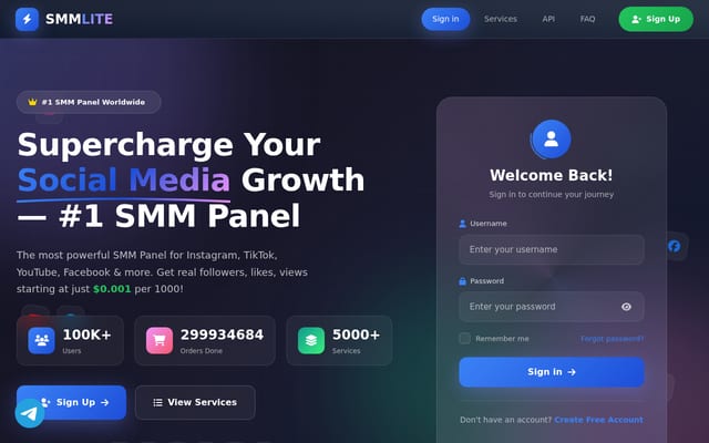 Screenshot of smmlite.com