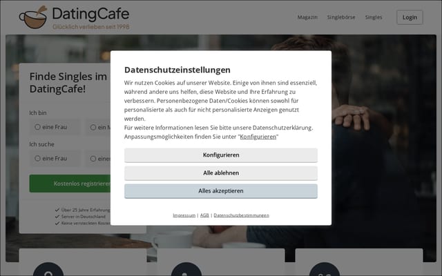 Screenshot of datingcafe.de