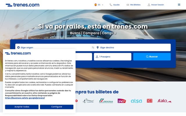 Screenshot of trenes.com
