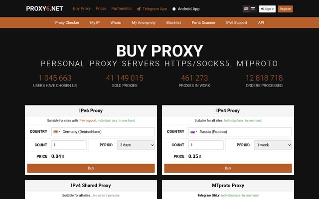 Screenshot of proxy6.net