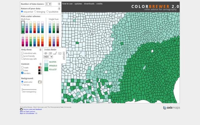 Screenshot of colorbrewer2.org