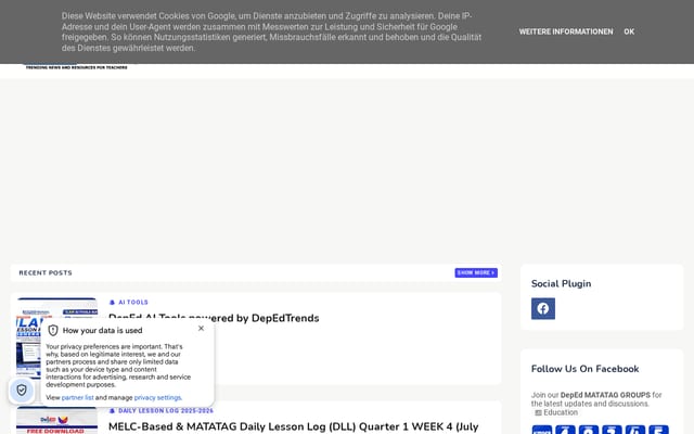 Screenshot of depedtrends.com