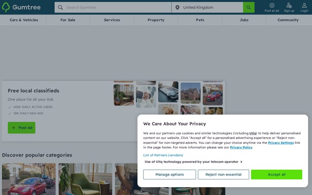 Screenshot of gumtree.com