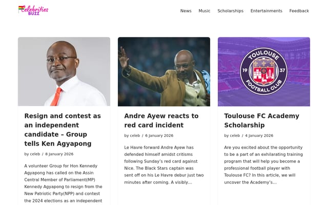 Screenshot of celebritiesbuzz.com.gh