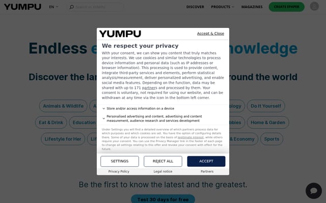 Screenshot of yumpu.com