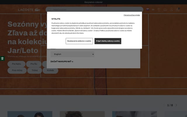 Screenshot of lacoste.sk