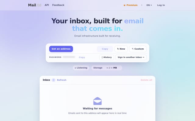 Screenshot of mail.td