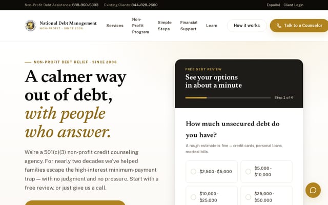 Screenshot of nationaldebtmgt.com