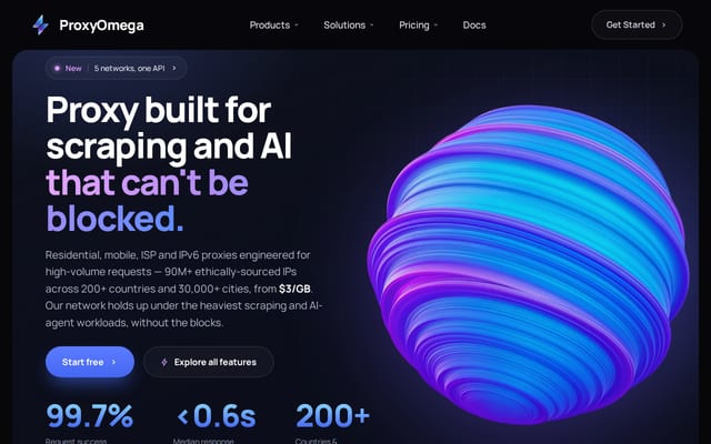 Screenshot of proxyomega.com