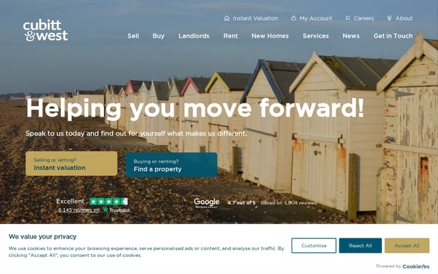 Screenshot of cubittandwest.co.uk