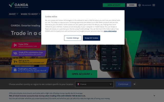 Screenshot of oanda.com