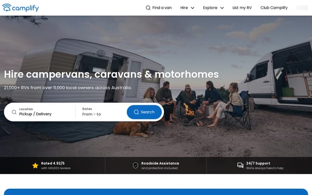 Screenshot of camplify.com.au