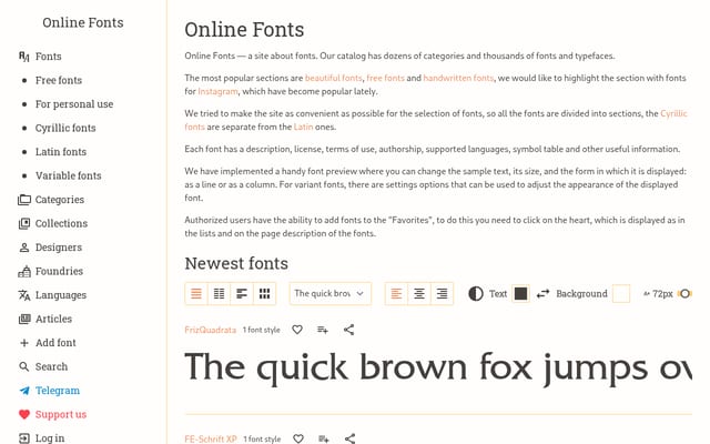 Screenshot of online-fonts.com