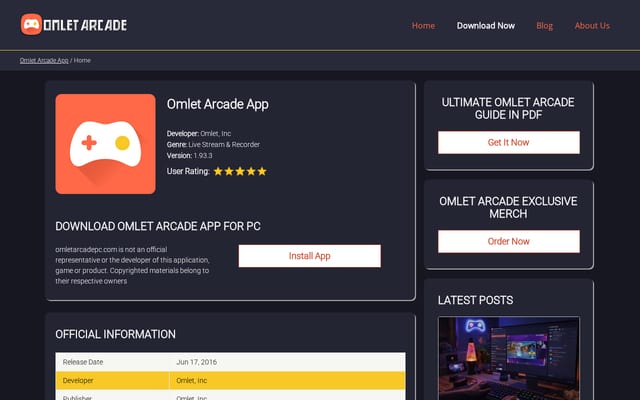 Screenshot of omletarcadepc.com