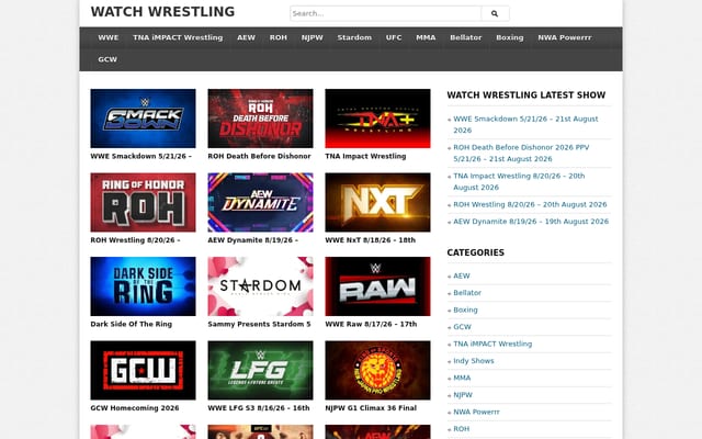 Screenshot of watchwrestling.mobi