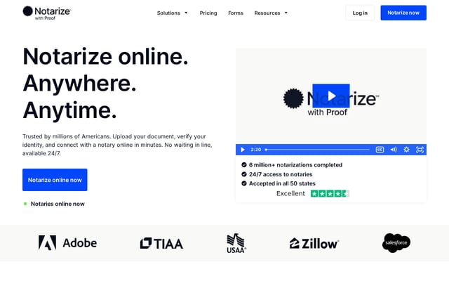 Screenshot of notarize.com