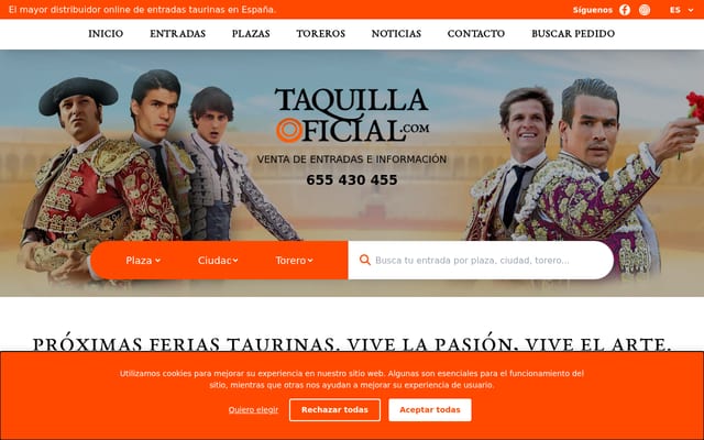 Screenshot of taquillaoficial.com
