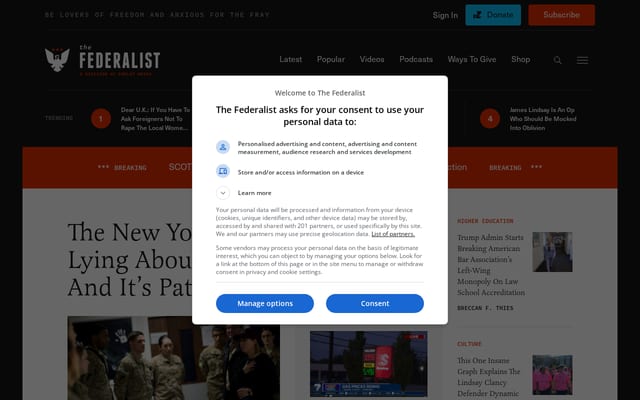 Screenshot of thefederalist.com