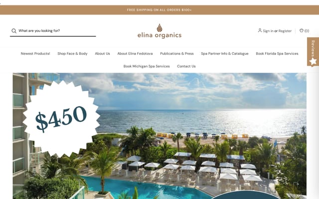 Screenshot of elinaorganicsskincare.com