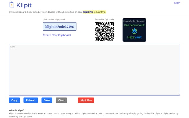 Screenshot of klipit.in