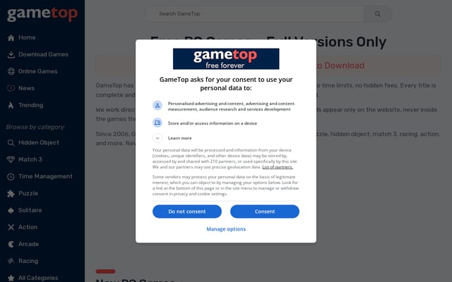 Screenshot of gametop.com