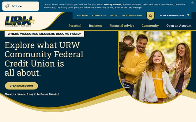 Screenshot of urwfcu.org