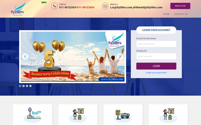 Screenshot of fly24hrs.com