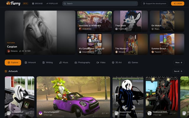Screenshot of sofurry.com