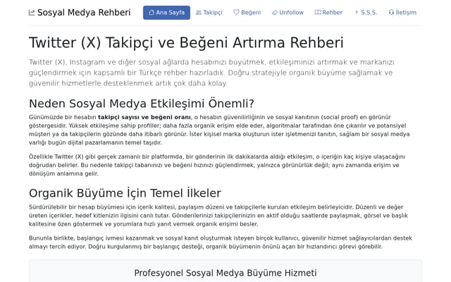Screenshot of takipci.gen.tr