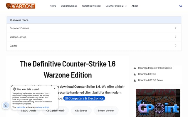 Screenshot of cswarzone.com