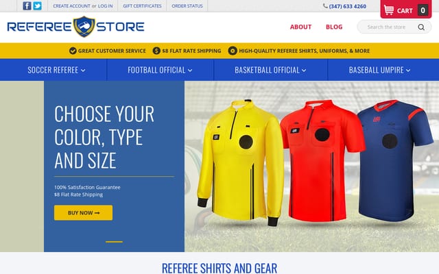 Screenshot of refereestore.com