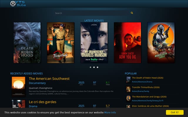 Screenshot of yts-subs.com