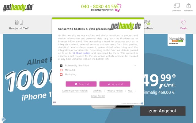 Screenshot of gethandy.de