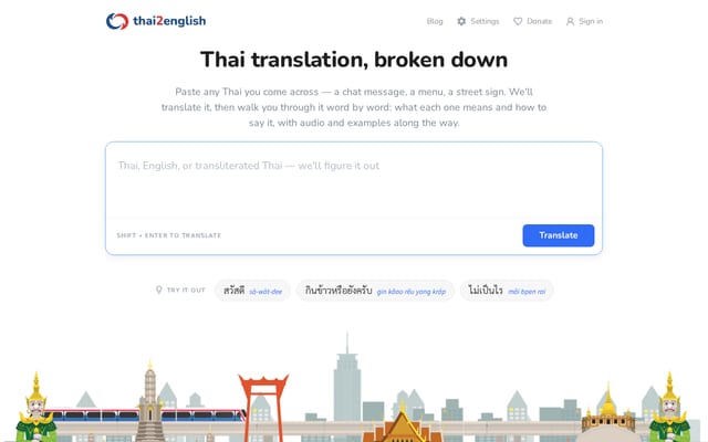 Screenshot of thai2english.com