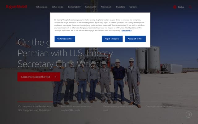 Screenshot of exxonmobil.com