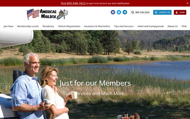Screenshot of americasmailbox.com